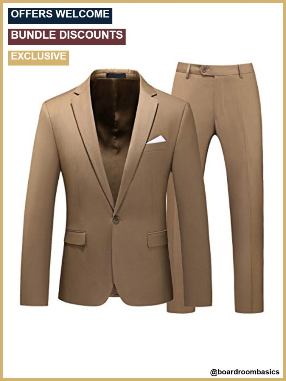 Mens Slim Fit 2 Piece Suit Set with Tie Polyester Tuxedo Wedding
